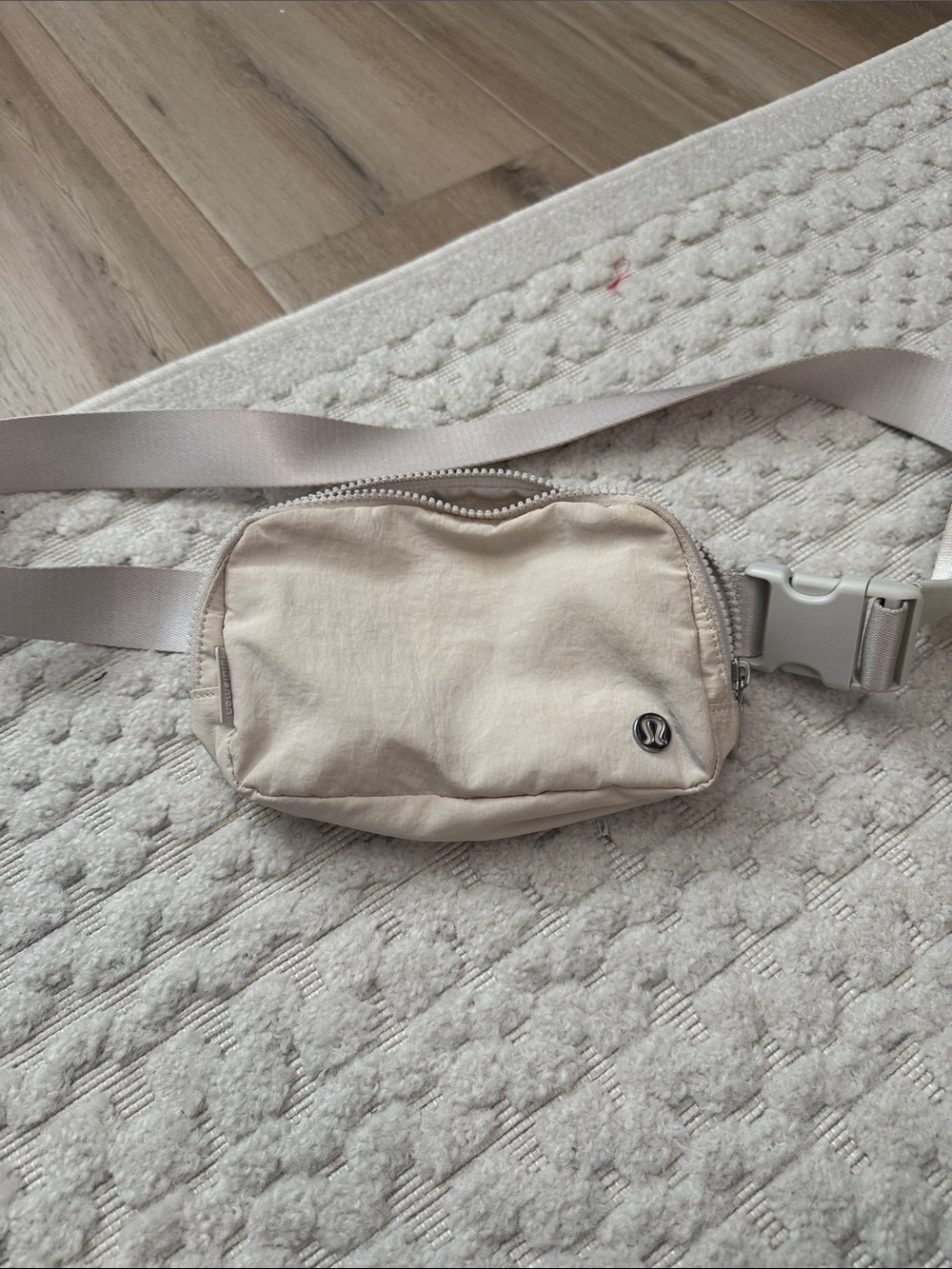 lululemon athletica Small Beige Belt Bag with Silver Logo